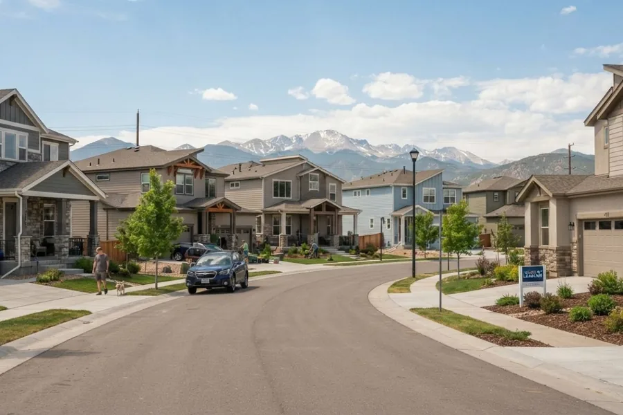 A newer residential subdivision street near Berthoud, Colorado