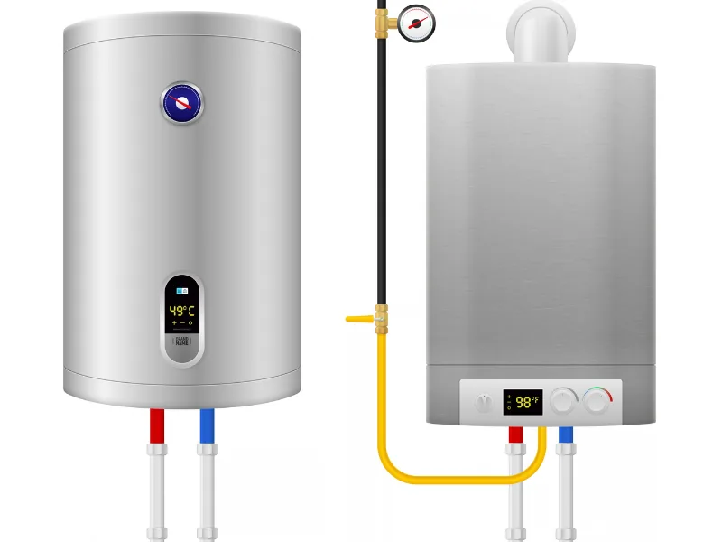 Diagram comparing a traditional tank water heater and a tankless water heater